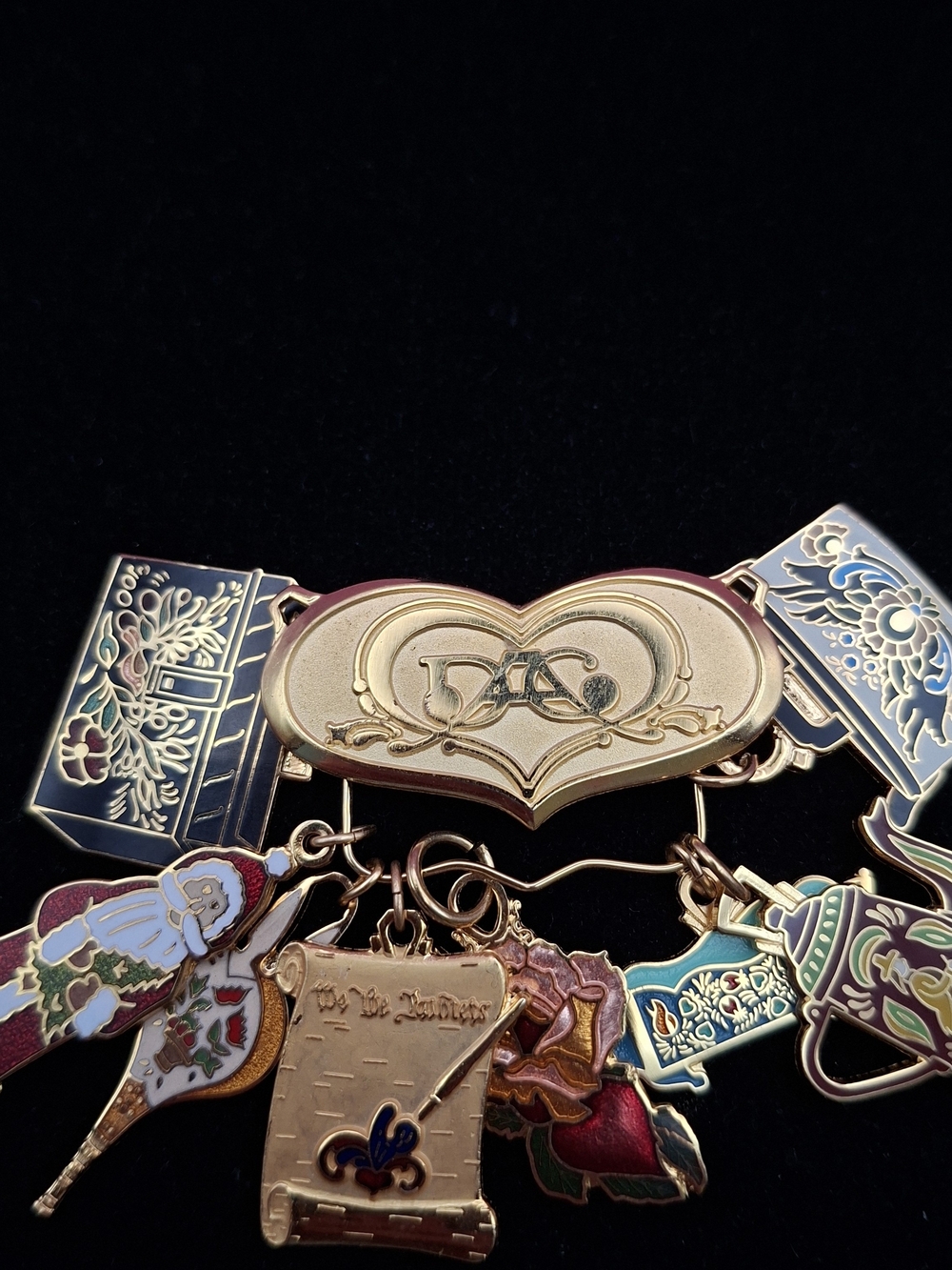 Gold Tone and Enamel  Charm Brooch - Decorative Arts Collection